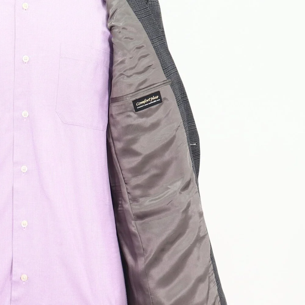 Hart Schaffner Marx 40R Gray Blazer Sport Coat Jacket 2-Button Check T381